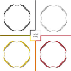Set of frames in vintage style with elements of ornament, art.