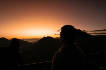 Fototapeta na wymiar Beautiful shot of mountain silhouettes during the sunset