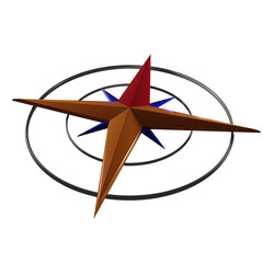 gold red compass icon 3d render design