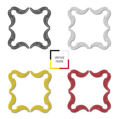 Set of frames in vintage style with elements of ornament, art.