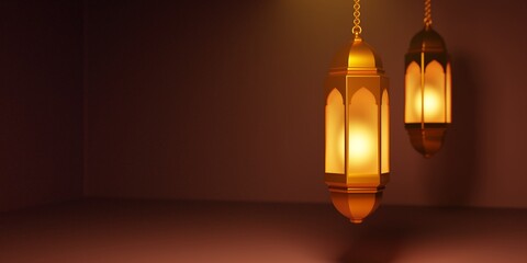 Arabic lanterns illustration. Empty space for copy paste text.