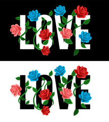 the flower with editable text illustration