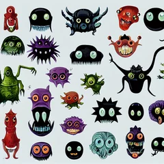 Fotobehang set of cartoon monster illustration sprite sheet style  © Hamburn