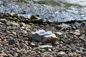 The stones lie on the shores of the Mediterranean Sea.