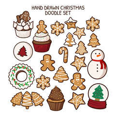 christmas doodle set illustration
