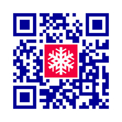 Smartphone readable QR code Merry Christmas and snowflake icon. Vector illustration