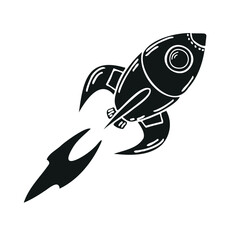 Rocket flying forward in doodle style