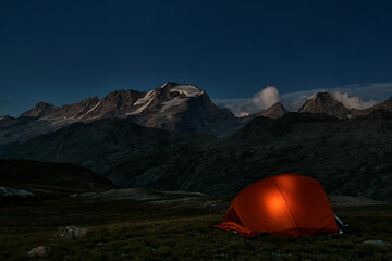 Evening view of the Gran Paradiso, taken from the Tre Becchi lakes