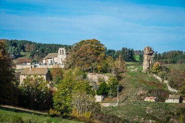 Fototapeta na wymiar the french village of arzenc d'apcher , lozere , france , landscape.
