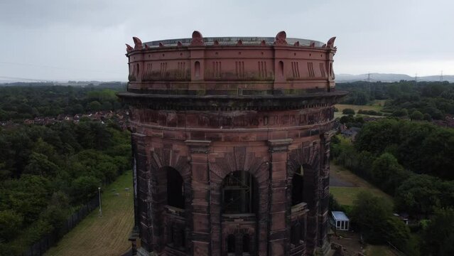 Aerial view of Norton Water Tower, Runcorn, England