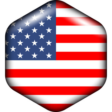 american flag icon polygon vector illustration, badge with embossed or 3d effect