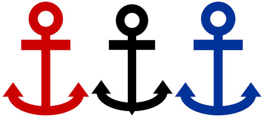 3 anchors transparent, red blue, black