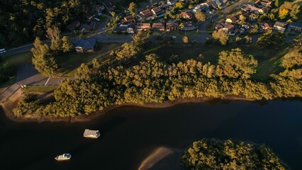 Woronora River surrounded by lush greenery in Sutherland Shire, Sydney, New South Wales, Australia