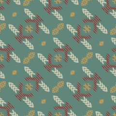 Fototapeta na wymiar Ikat flower tribal backgrounds Seamless Pattern. Ethnic Geometric Batik Ikkat Digital vector textile Design for Prints Fabric saree Mughal brush symbol Swaths texture Kurti Kurtis Kurtas