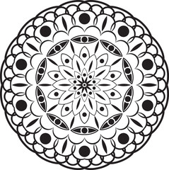 Mandala flower adult coloring page .Out line mandala