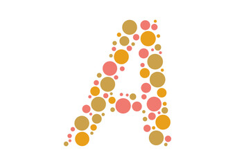 vector graphic of Initial Letter A lined with a mosaic of colored circles. letter A logo made with circles. vector eps 10.