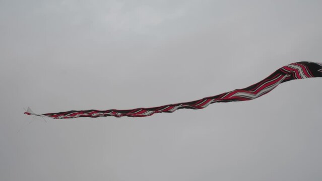 Balinese Traditional Kites JANGGAN and BEBEAN on Bali Kite Festival Summer Sky Slow Motion