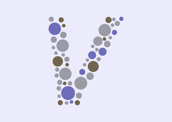 Vector graphic of Initial Letter V lined with a mosaic of colored circles. Letter V icon. letter V logo made with circles. English alphabet. Vector illustration. vector eps 10.
