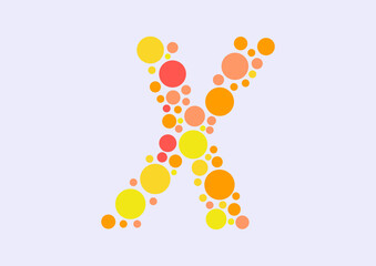 Vector graphic of Initial Letter X lined with a mosaic of colored circles. Letter X icon. letter X logo made with circles. English alphabet. Vector illustration. vector eps 10.