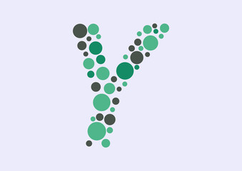 Vector graphic of Initial Letter Y lined with a mosaic of colored circles. Letter Y icon. letter Y logo made with circles. English alphabet. Vector illustration. vector eps 10.
