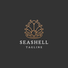 Luxury seashell with line art style logo icon design template flat vector