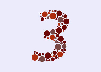 Vector graphic of Initial Number 3 lined with a mosaic of colored circles. Number 3 icon. Number 3 logo made with circles. Vector illustration. vector eps 10.