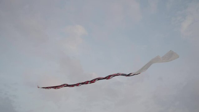 Balinese Traditional Kites JANGGAN and BEBEAN on Bali Kite Festival Summer Sky Slow Motion
