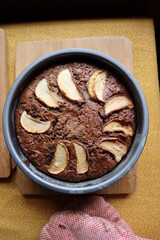 Toffee apple cake farmhouse's recipe have been made for Christmas cerebration which made from cooking apple  sultanas flour mixed orange peel cinnamon currant dried fruit brown sugar eggs and butter