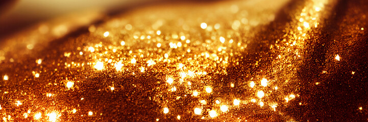 Beautiful abstract golden Christmas texture, shiny background with copy space