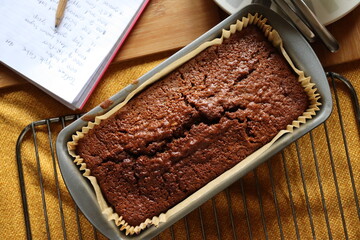 Toffee apple cake farmhouse's recipe have been made for Christmas cerebration which made from cooking apple  sultanas flour mixed orange peel cinnamon currant dried fruit brown sugar eggs and butter