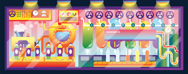 Naklejka premium Fun Juice Factory Illustration Background