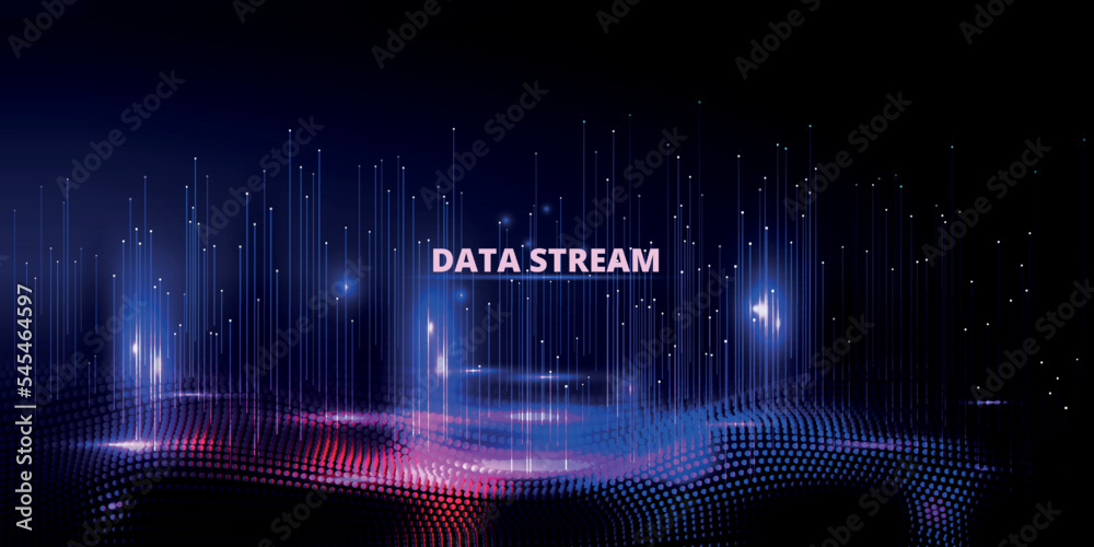Aufkleber Abstract big data background. Cyberspace network. Information stream. Visual code of science technology. Media connection. Digital communication dark backdrop. Vector wallpaper concept