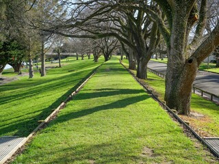 Public park alongside the Manawatu river in the city of Palmerston North in New Zealand.