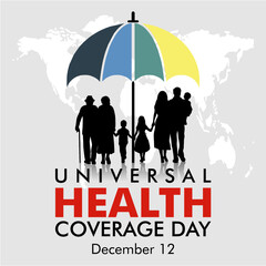 International Universal Health Coverage Day. December 12. Template for background, banner, card, poster with text inscription. Vector illustration - obrazy, fototapety, plakaty