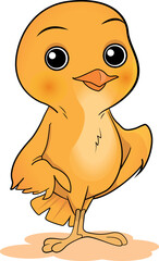 Cute yellow bird isolated on a white background