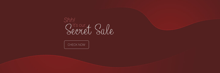 Secret sale red banner with CTA button for e-commerce