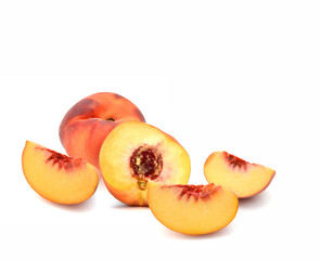 Naklejka na ściany i meble Ripe peach fruit isolated on white background cutout