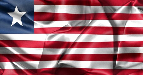 3D-Illustration of a Liberia flag - realistic waving fabric flag