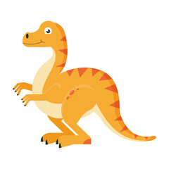 Vector flat illustration. Dinosaur cartoon. Cute illustration for kids. Design element.