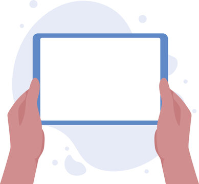 recommend clip art: Dark skin hand holding tablet vertically with blank screen vector illustration. Phone with empty screen, phone mockup, app interface design elements
