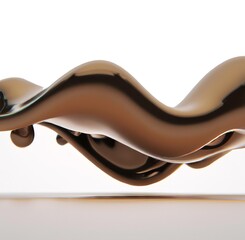 Obraz premium liquid, fluid, hovering chocolate flow, white background, 3d render illustration