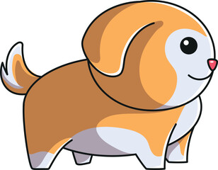 Cartoon-style cute puppy isolated on a white background.