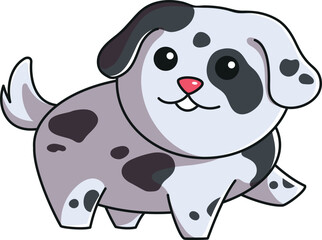 Cartoon-style cute Dalmatian puppy isolated on a white background.
