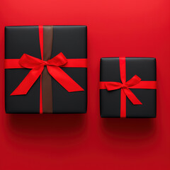 Presents with Ribbons, Red and Black