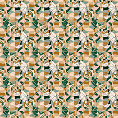 Vintage abstract line endless tile ornament Hand drawn linear mosaic seamless pattern.