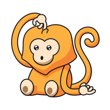 Digital illustration of a cute cartoon monkey character isolated on a white background