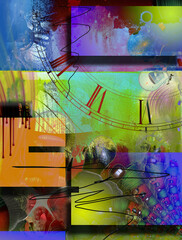 Fototapeta premium Surreal art with colorful geometric shapes