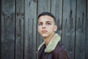 portrait of handsome young man outdoors