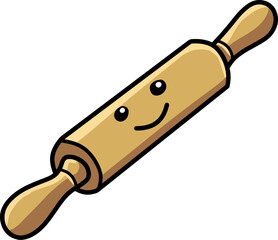Cartoon-style rolling pin isolated on a white background.