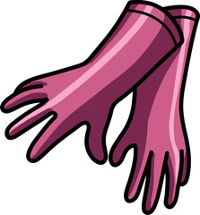 Cartoon-style rubber gloves isolated on a vertical white background.